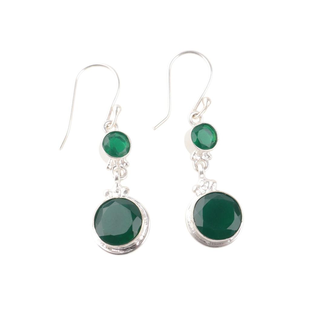 Green Onyx Gemstone 925 Sterling Silver Handmade Earrings For Mother's Day Gift EE-160-15