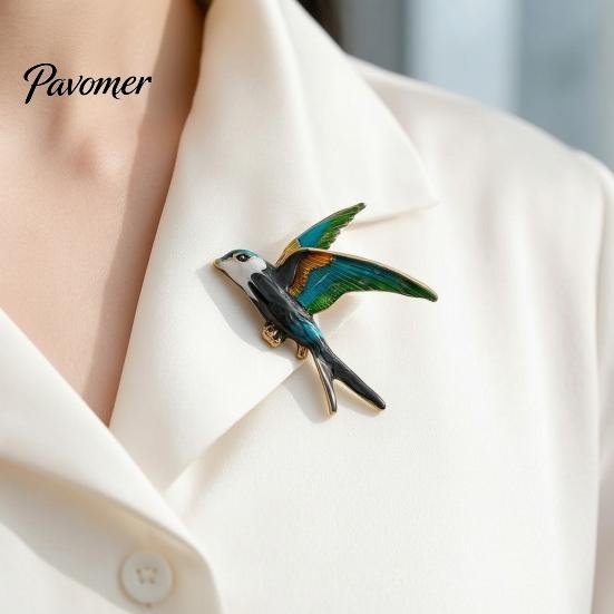 Oil Dripping Bird Pin Swallow Brooch for Women, Enamel Lapel Pin, Decorative Alloy Badge Coats Suits Dresses Scarves Vintage Clothing Accessory
