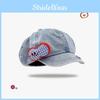 Button Fruit Denim Beret Hat With Cloud Design For Womens Casual Spring