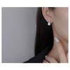 Women Inlaid Shining Zircon Double Zirconia Sterling Silver Pin Geometric Fashion Earrings