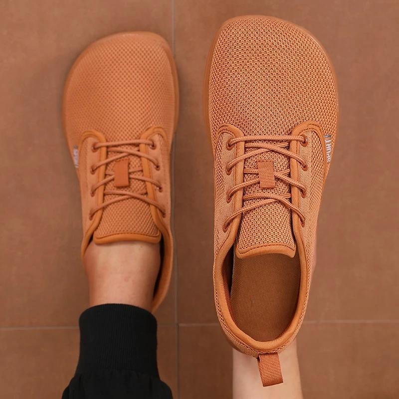 2025 Summer Men's Running Shoes Barefoot Fitness Mesh Sports Shoes Women Flat Bottom Wide Foot Shoes Slow Running Brand Sneakers