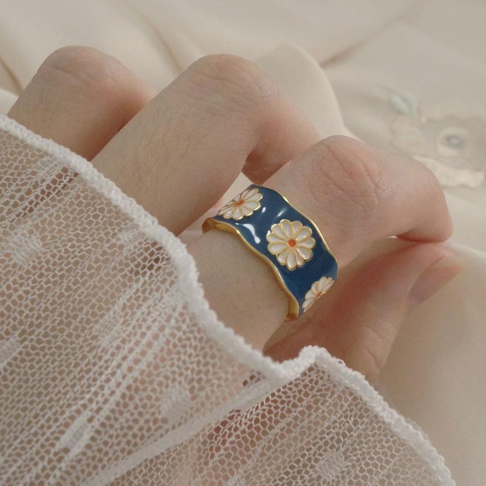 Open Ring Adjustable Daisy Flower Unisex Gift To Lovers Friends