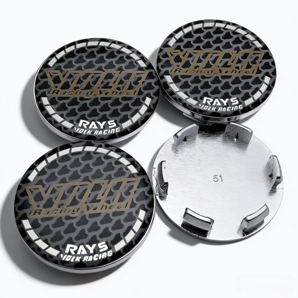 

4pcs 51mm Carbon Fibre Volk Rays Logo Emblem Car Wheel Center Caps Wheel Hubcap Rim Hub Center Dust Cover Badge Car Accessrories Volk Rays Badge&4pcs Wheel Caps