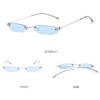 Clear Colored Lens Small Sun Glasses Rimless Eyeglasses Rectangle Sunglasses  for Women & Men