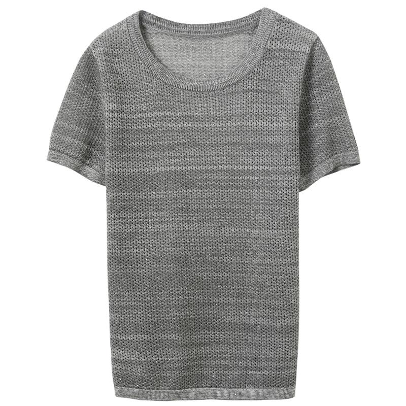 Sancai 2026 Summer Women s Round Neck Openwork Knit Pullover L