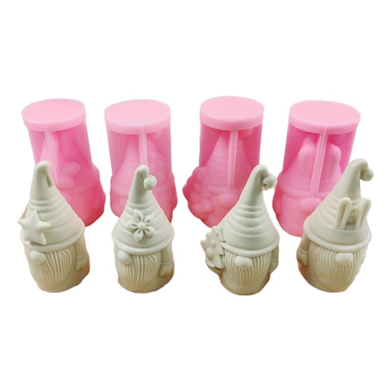 4Pcs Dwarf Santa Decoration 3D Candle Moulds DIY Candle Epoxy Mold Handmade Candles Aroma Wax Soap Molds for Decorations 1