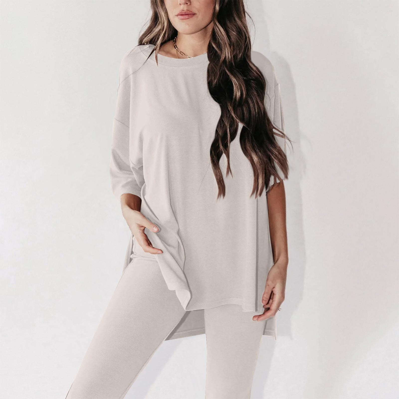 

Женский летний комплект из 2 предметов с круглым вырезом и короткими рукавами, заниженными плечами, топ для больших мальчиков и обтягивающие байкерские шорты для йоги, комплект XL белый