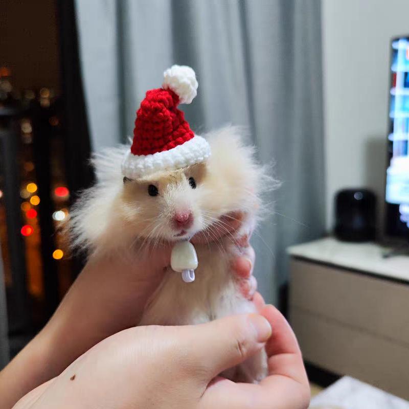 Handgefertigte Haustier-Weihnachtsmütze Dekoration Hamster Kleidung Mütze Kaninchenmütze Plüsch Weihnachtsmannmütze Weihnachten Dekorationen Für Kleine Haustierbedarf