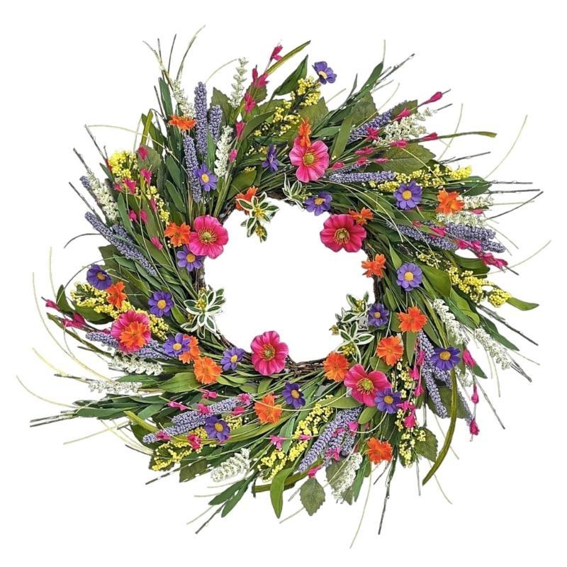 Artificial Flower Wreath 22inch Spring Wreath for Front Door Wall Wedding Party