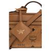 MCM Visetos Cognac-Leder Kosmetiktasche Crossbody-Tasche mit goldener Hardware für den täglichen Gebrauch & Reisen