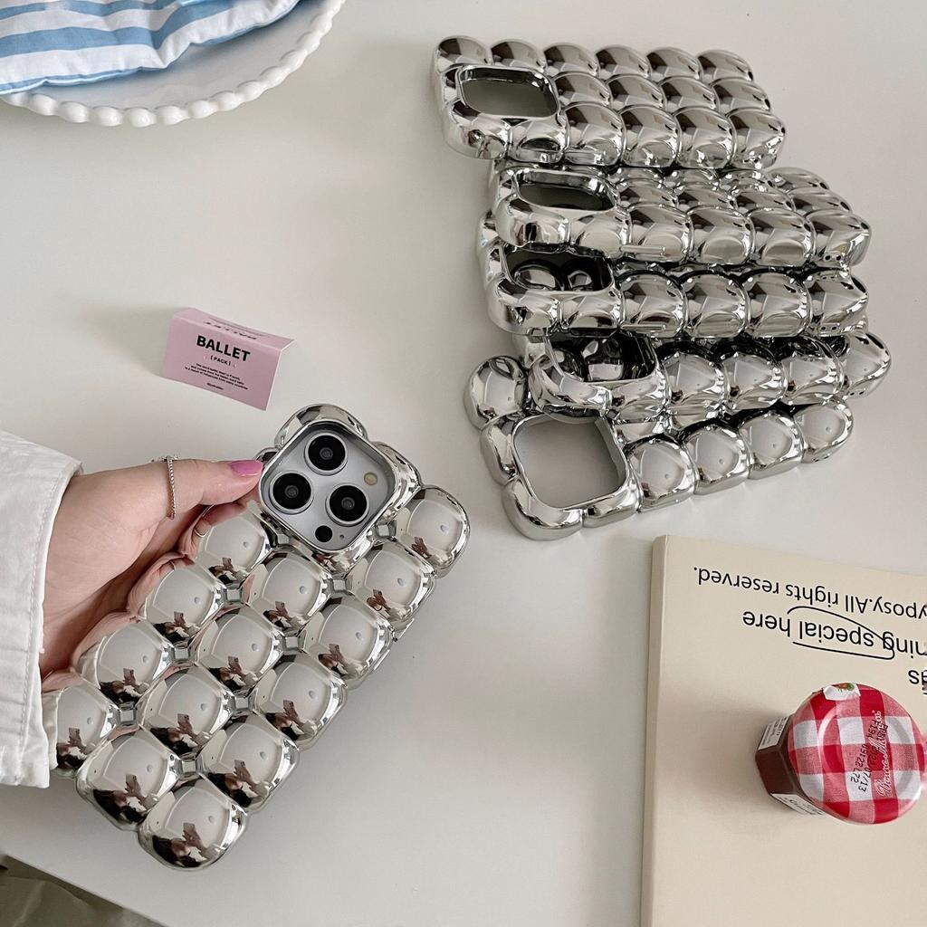 Eectroplated 3D Eggs Pattern Phone Case For iPhone 17 16 15 14 13 12 11 Pro Max Shockproof Soft Silicone Back Cover