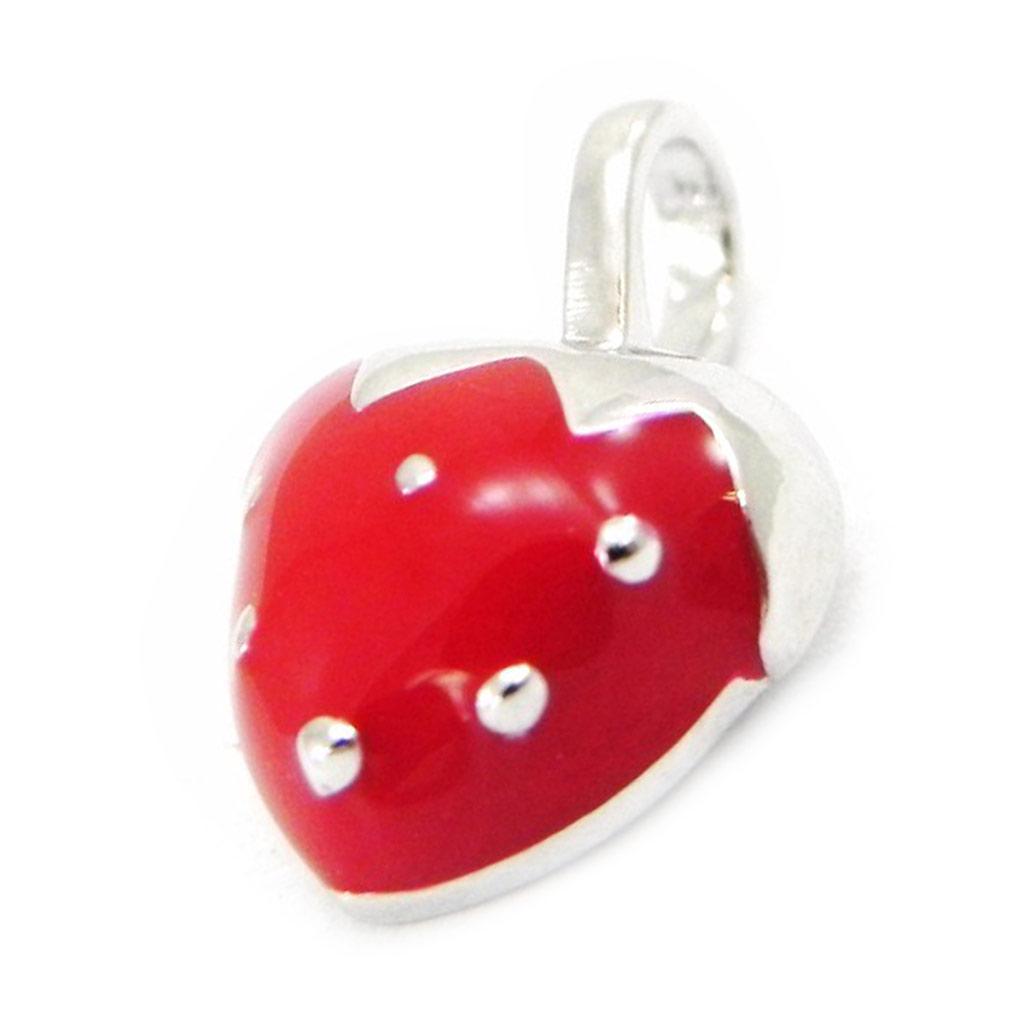 Les Trésors De Lily [I4005] - Silver Pendant 'Strawberry' Silver-red (rhodium-plated) - 8x8 Mm