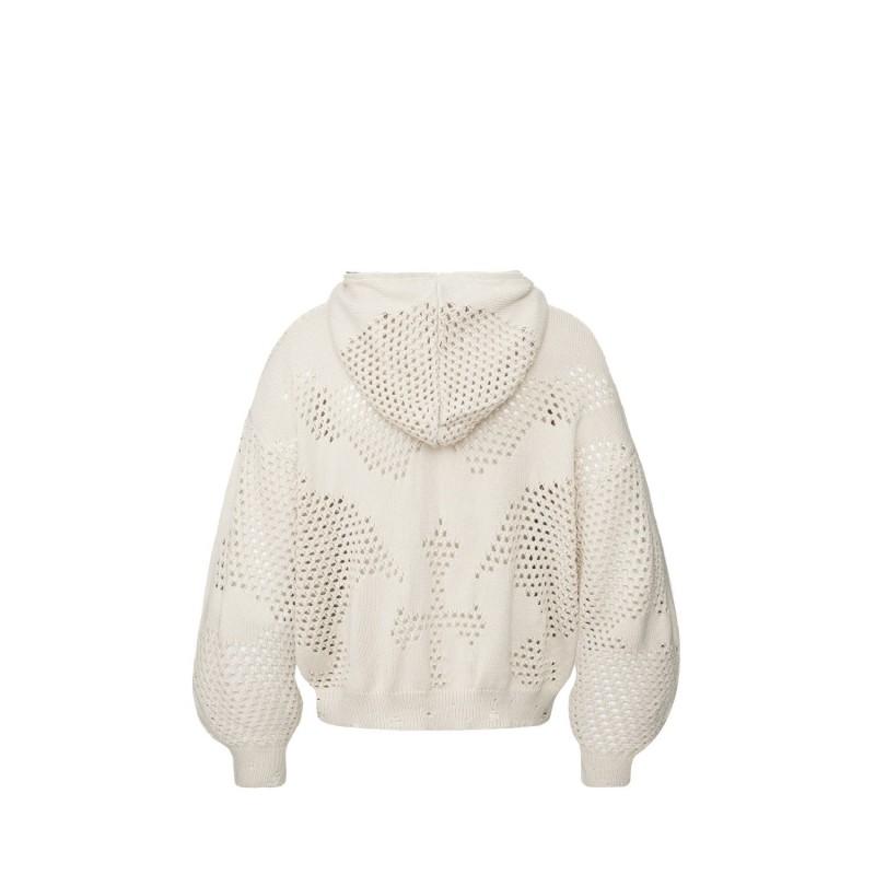 Unisex Retro Dark Knit Hooded Cardigan With Cutout Detail Lightweight Fall Sweater Youth