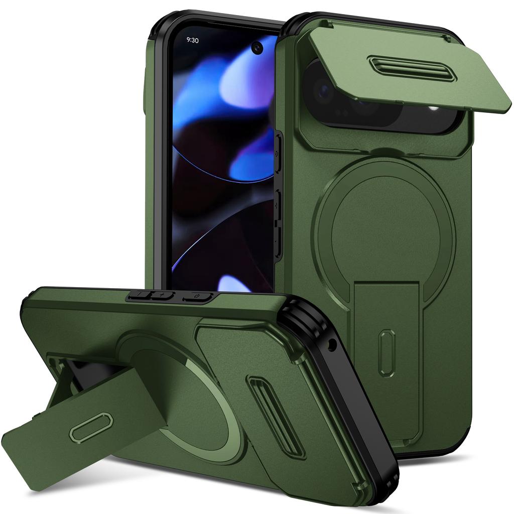 For Google Pixel 9 Pro XL Magnetic Ring Bracket Sliding Camera Lens Protection Phone Case For Google Pixel 8 10 Pro 8A 9A10A
