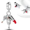 Authentische Original-Charm-Perlenkomponenten Kupfermetall Mädchenkamm Spiegel Lippenstift Perlenkomponenten Kompatibel mit Charm-Perlenkomponenten Plata Armbändern