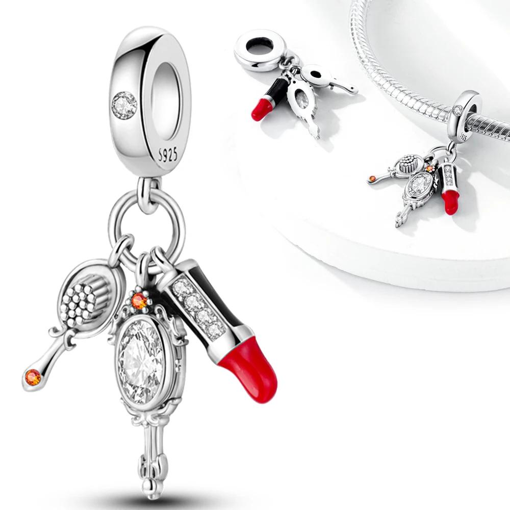 

Authentic Charm Bead Charms copper Girl Comb Mirror Lipstick Bead Charms Compatible With Charm Bead Charms Plata Bracelets Ideal For Women Women Jewel