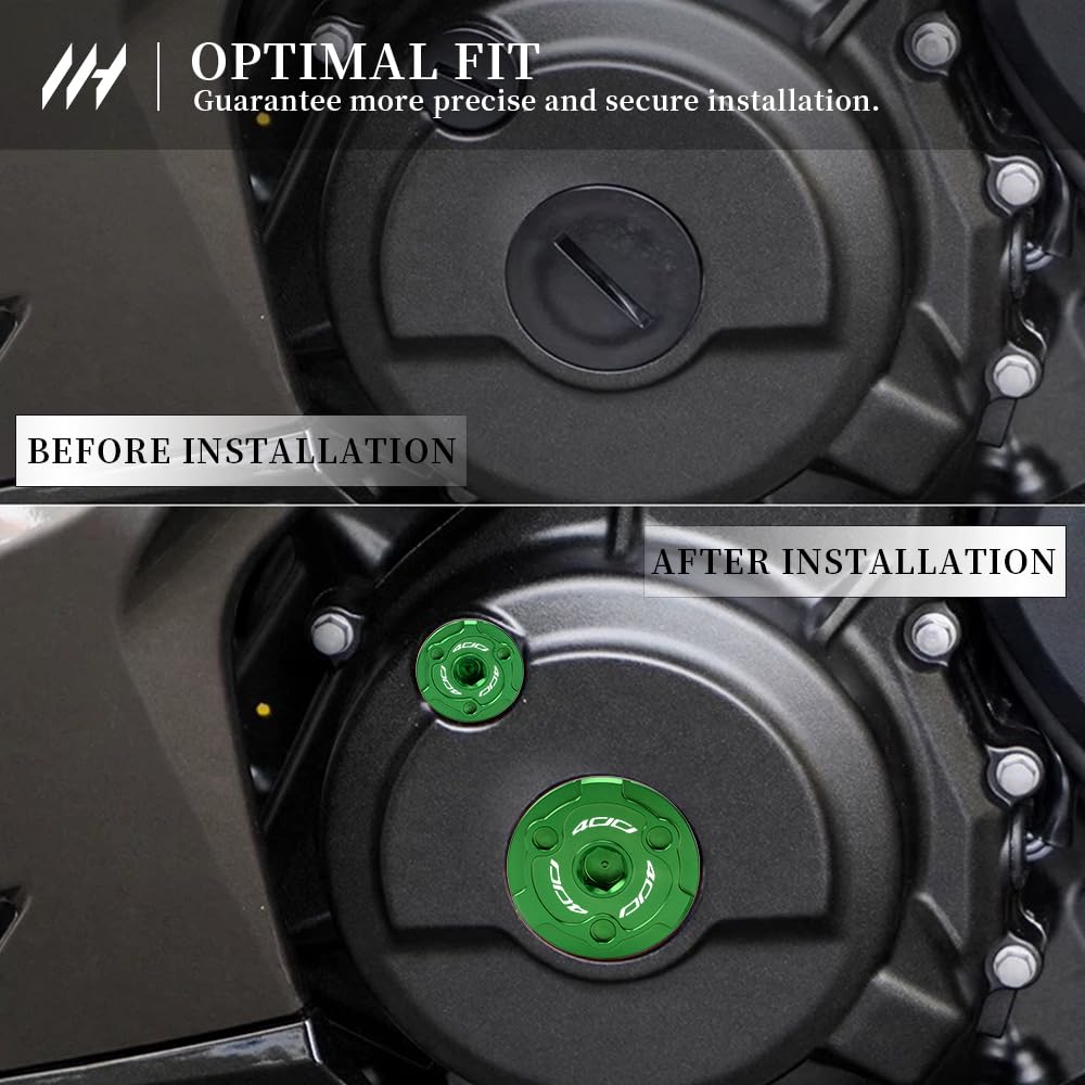 MotHeart Motorcycle Engine Bolt Covers for Ninja 400 2018-2024 CNC Machined T6 Aluminum 2pcs Ninja 400 Parts (Green)