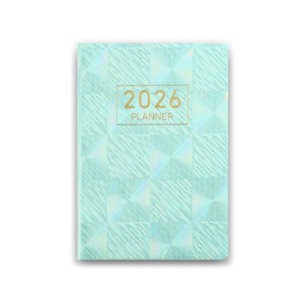 2026 Laser Holografischer Wochenplaner A7 Größe Tageskalender Organizer mit PU-Lederhülle und Papier für Büro Schulgebrauch