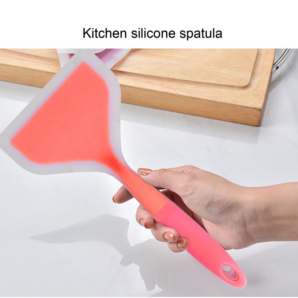 Cooking Spatula Transparent Twocolor Silicone Wide Mouth Frying Spatula Pancakes Fried Shovel for Home Kitchen