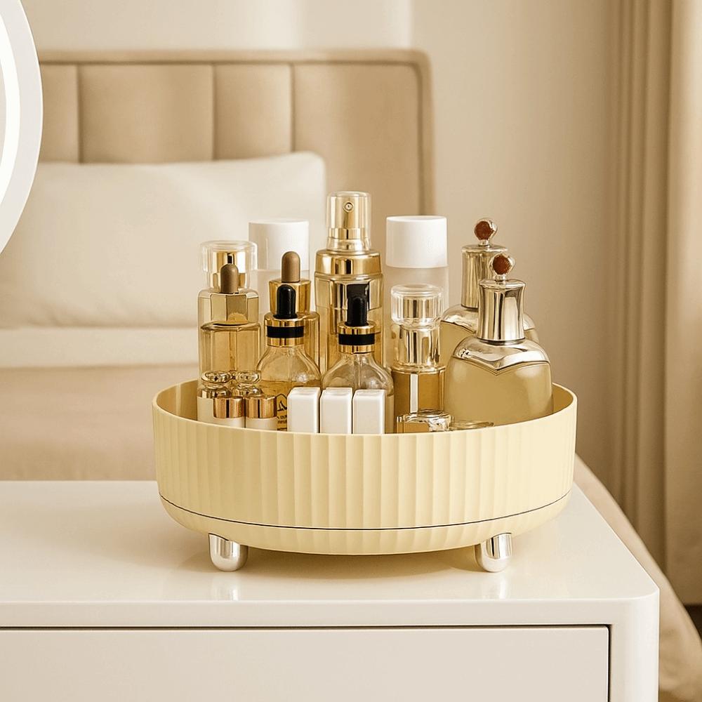 Large Capacity Makeup Storage Tray Round Spinning Organizer  Bathroom