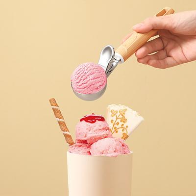 Stainless Steel Ice Cream Scoop with Trigger Release Melon Baller for Fruit Desserts Rust-Resistant Dishwasher Safe Essential Kitchen Tool for Home