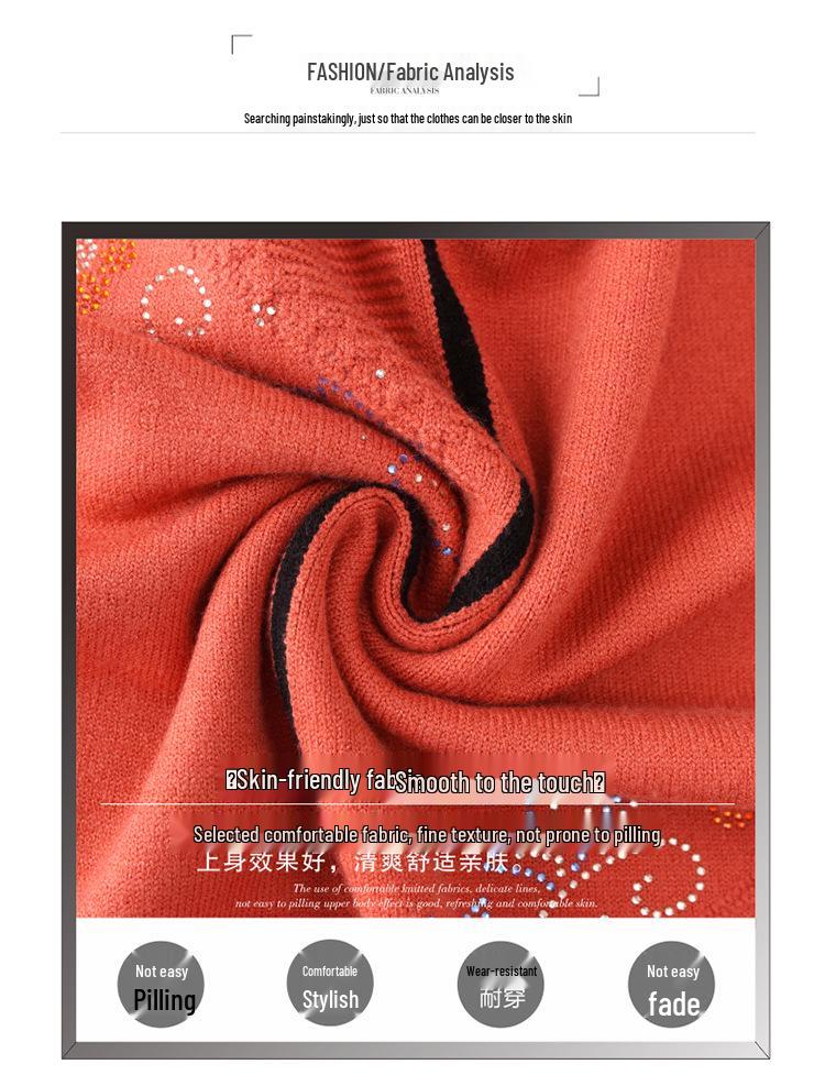 Stylish Plus Size Knitwear for Middle-aged & Elderly Women - Round Neck, Long Sleeve, Loose Fit, Autumn/Winter 2023 Sweater