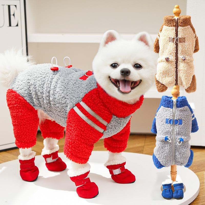 Brand cat clothes cat autumn and winter thickened four-legged fleece jacket double-sided fleece zipper pet dog hairless cat supplies hair