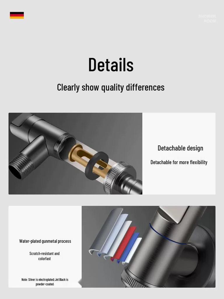 Nine Rose King All-Copper Washing Machine Faucet with 46-Point Universal Valve and Extended Angle, Anti-Detachment Auto Shut-off