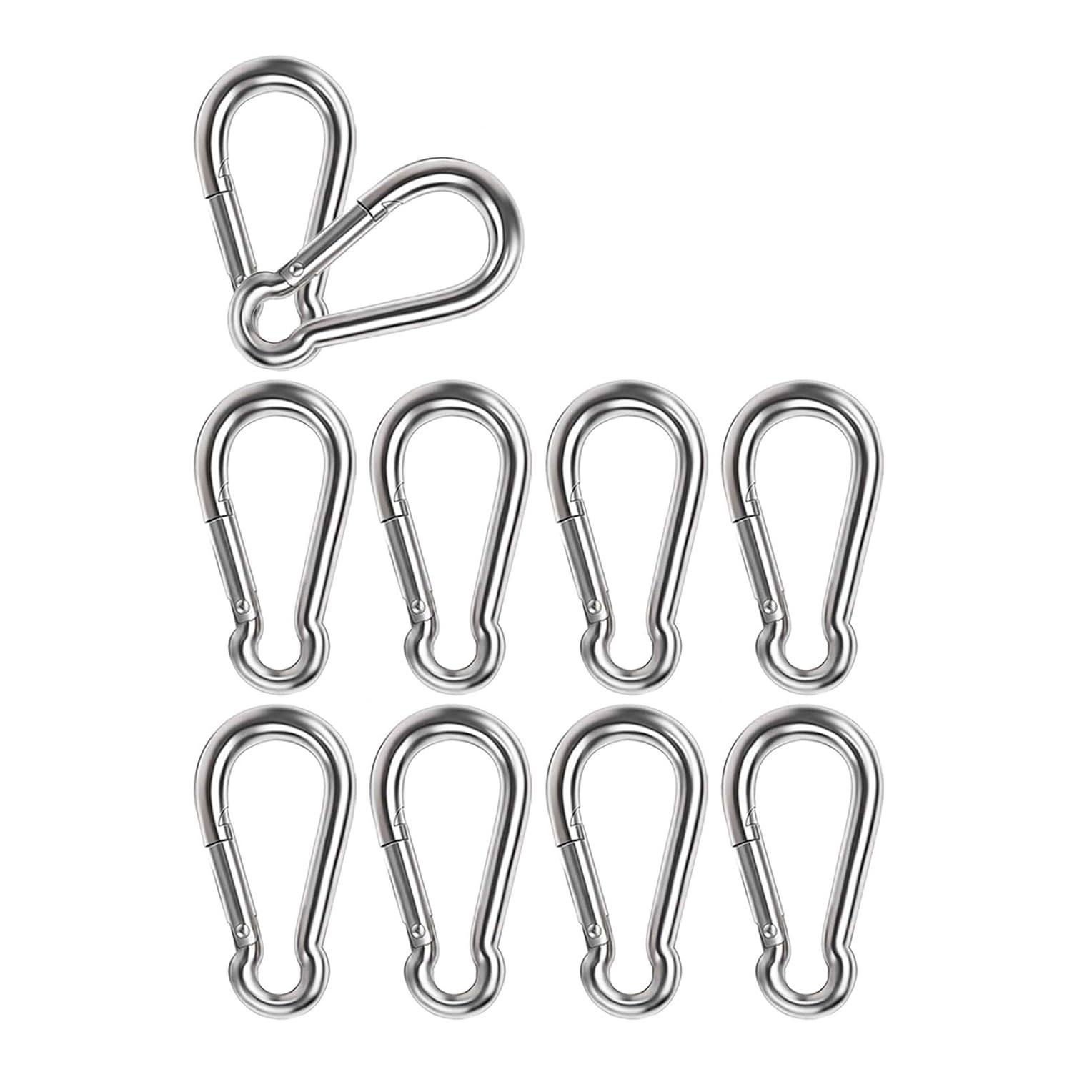 

Carabiner 304 Stainless Steel Spring Hook Key Holder Small Large Durable Snap Load Capacity 50kg (4cm Set 10)