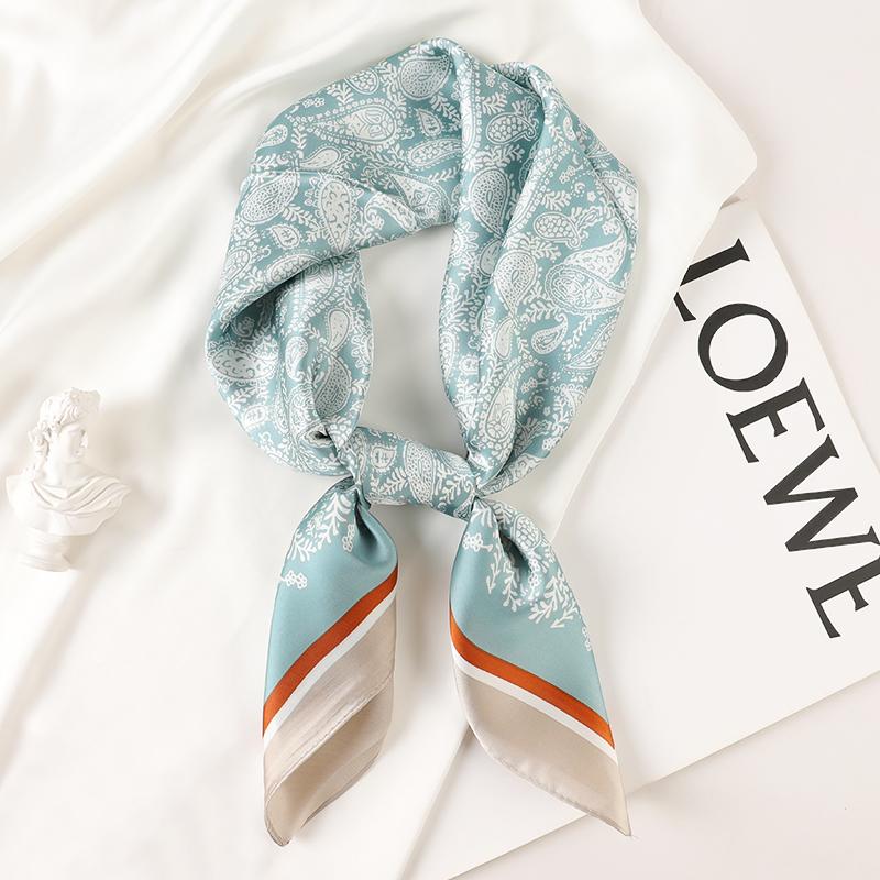 Luxury Brand  Silk Square Scarf Women Cat Neck Hair Tie Band Beach Hijab Kerchief Head Headbands Bandana Female Foulard 70cm