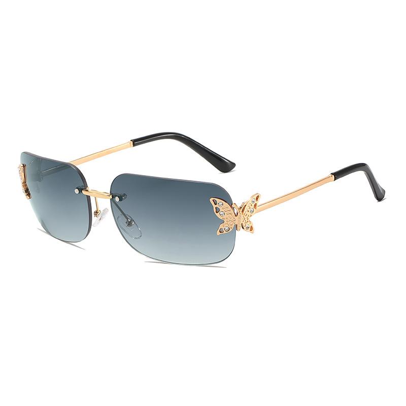 JYL TS Rimless Sunglasses Women UV Protection European Butterfly 8075 A-5061