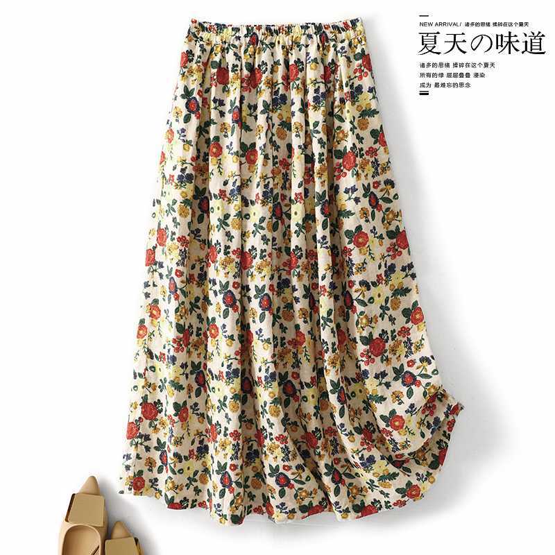 A Summer Artistic and Pastoral Style Fresh and Light Printed Skirt
