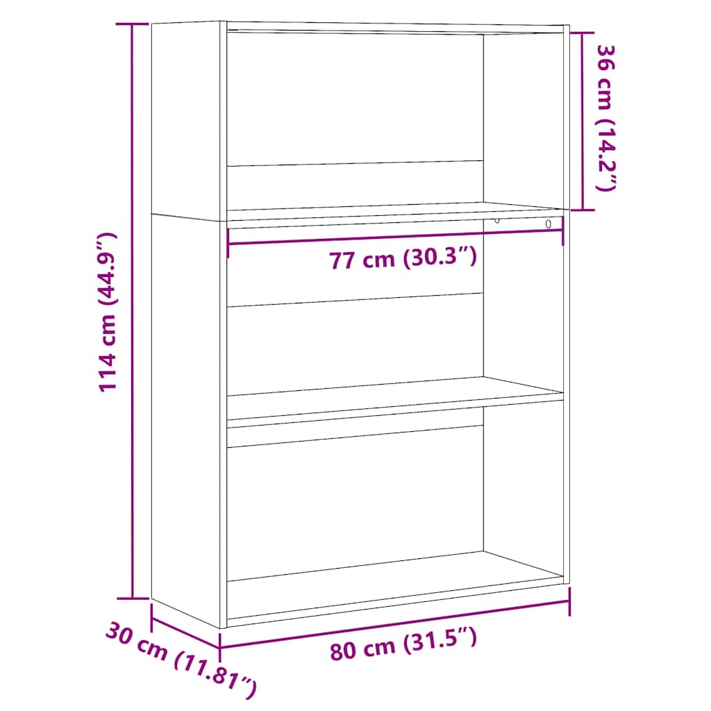 Bookshelf Smoked Oak 80x30x114 Cm Engineered Wood
