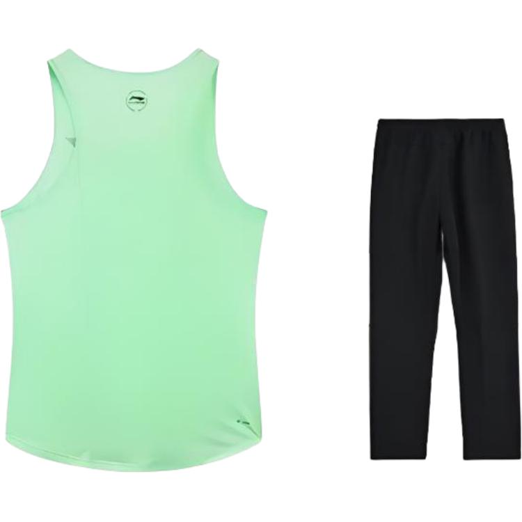 Li-Ning Summer Mens Solid Color Vest Comfortable Breathable Quick-Dry Skin-Friendly Simple Versatile Casual Sports Suit Men suit YVSW033-2+AKLU881-1