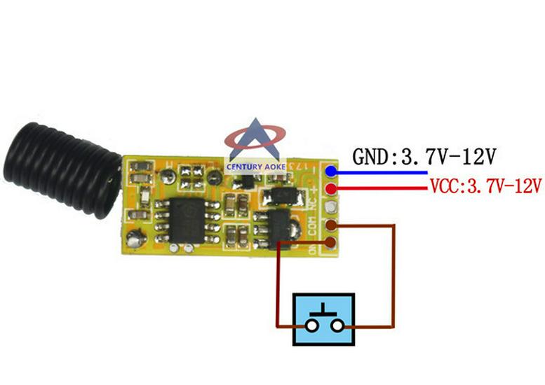 Compact Single-Channel Remote Control Switch with Manual Button for 3.7V-12V LED Relay