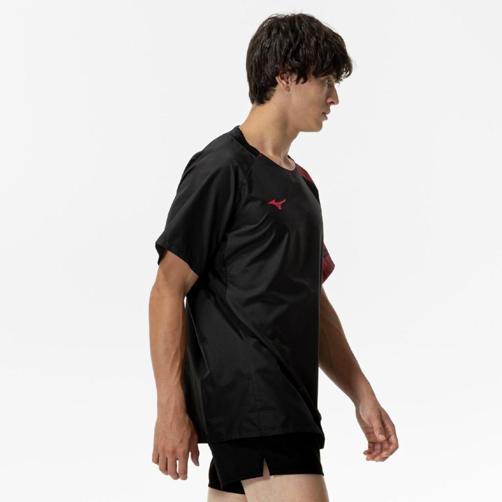 Volleyball wear N-XT Short-sleeved training jacket/windbreaker shirt for club activities V2MEC000 Unisex Black/Red XL