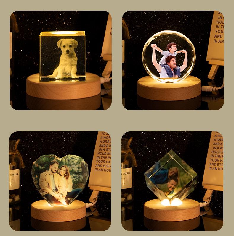 3D Crystal Engraved Photo Ornaments for Couples - Creative Festival Gifts