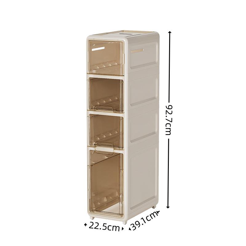 Ultra-Narrow Multi-Layer Crevice Storage Cabinet for Bathroom or Kitchen