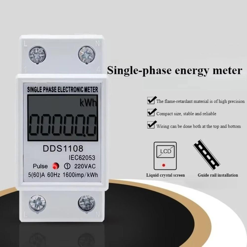 Multi-Function Single Phase Electric Energy Meter LCD Display LCD Energy Meter  Din Rail Mounting