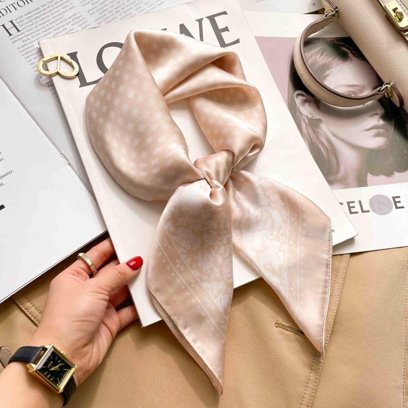 Elegant Silk-Like Square Scarf Women Korean Style Print Neck Lightweight 70x70cm Nylon Fashion Accessory