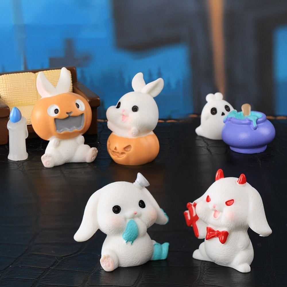 Dýňové halloweenské dekorace Figurka Kreslený králičí duch Mikro ozdoby Halloweenské dekorace