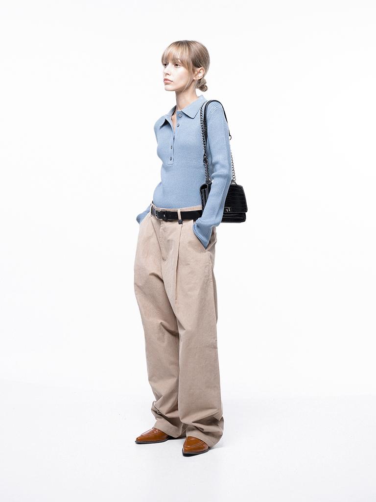 Chaenseseunoi Corduroy One-Tuck Wide Pants - Beige /M243Pt01Bew