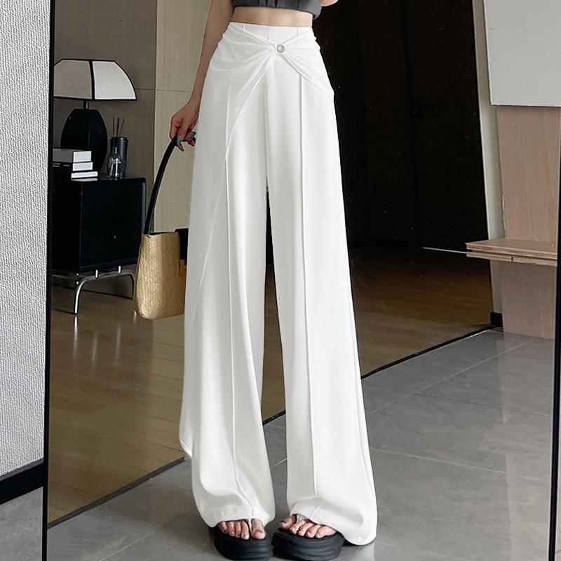 ZANZEA Women Elegant Splice Casual Elastic Waist Loose Long Pants M белый