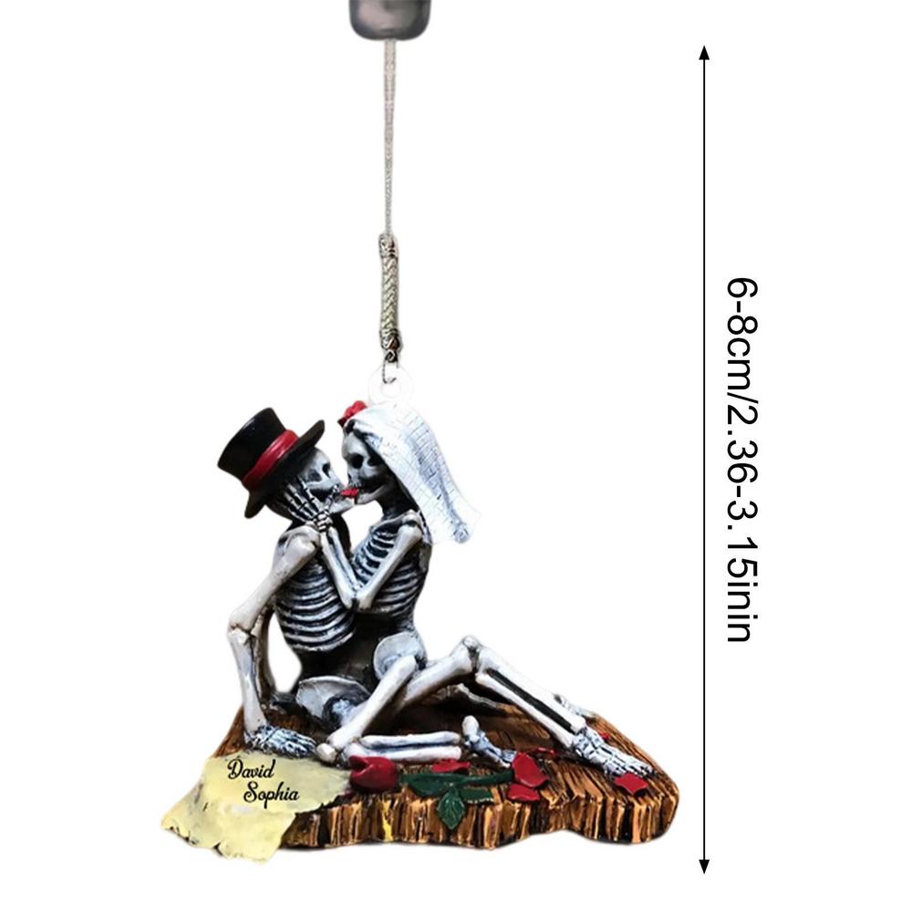 Cartoon Skull Car Rearview Mirror Acrylic Pendant Funny Car Ornament Charm Accessories Halloween Gothic Swing Pendant for Auto