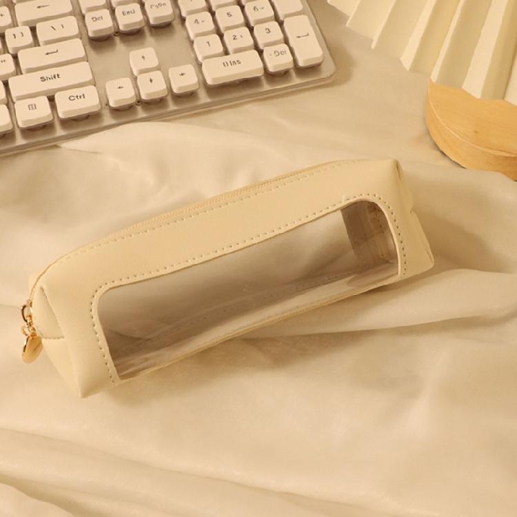 Waterproof PU Pencil Bag Clear Pen Pouch Zippered Pencil Case for Student