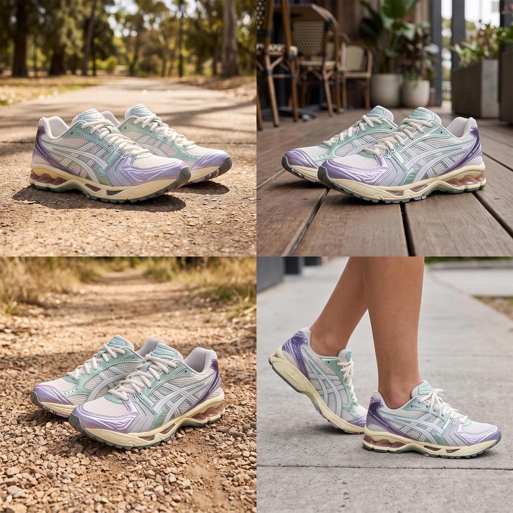 Asics Gel Kayano 14 Comfortable Low Top Casual Running Shoes Unisex Green Purple 1203A537-105