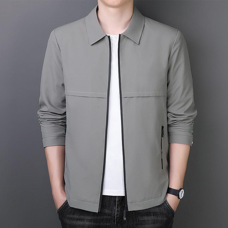 Men's Woodpecker Turn-Down Collar Jacket - Trendy Spring-Autumn Executive Coat, Versatile Business Wear for Dad.