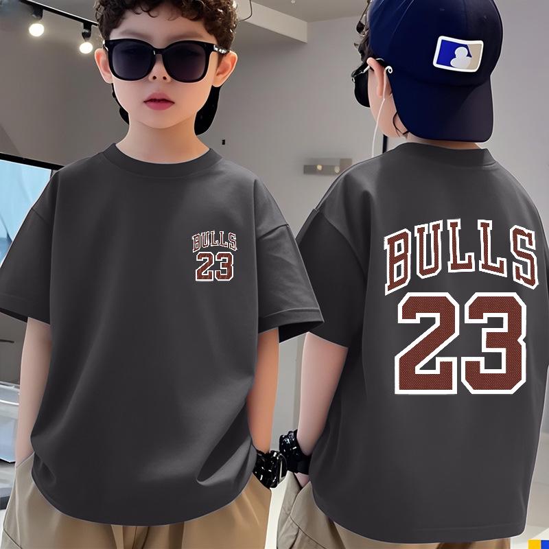 Boys' Summer Casual 100% Cotton Short Sleeve Crew Neck T-shirt