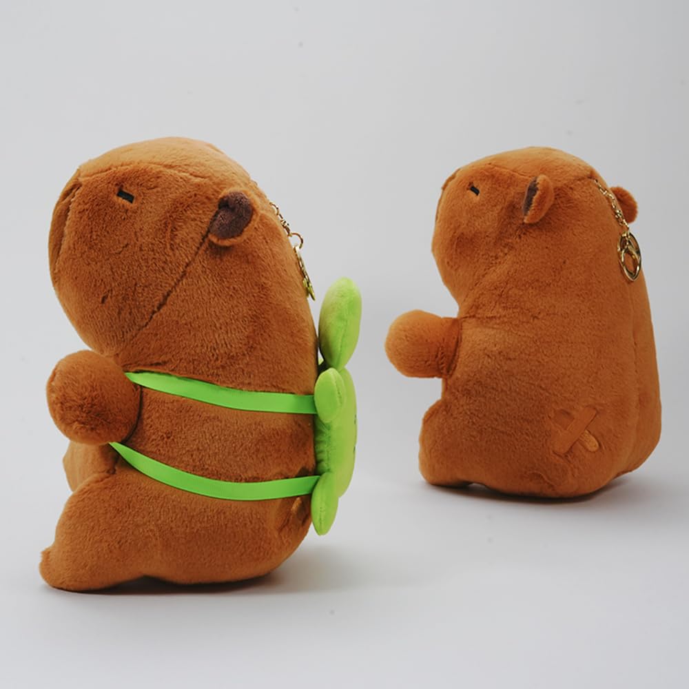 Clearstone Capybara Plush Keychain, Chavimaru Turtle with Music, 23cm, Brown