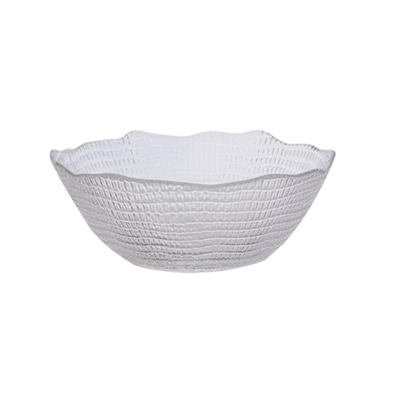 ZISIZ Large Irregular Diamond Glass Salad Bowls (Set of 2)